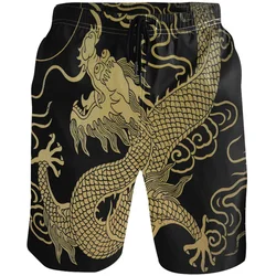 Vintage Chinese Carp Dragon 3d Printed Beach Shorts Street Short Pants Men Summer Loose Swim Trunks Quick Dry Board Shorts