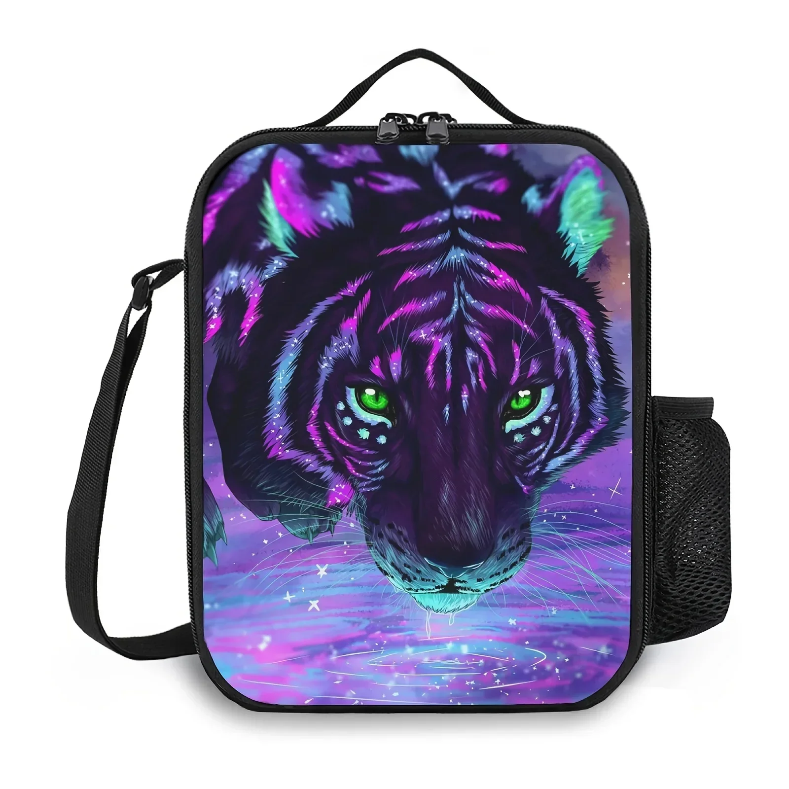 1pc Insulated Lunch Bag Cool Tiger Head Leopard Print Design Waterproof Hand Washable Ideal for Teenagers and Workers on the Go