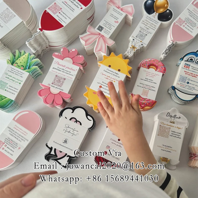 Custom Bamboo Shaped 3D Business Cards Creative Fold-out Cards Printing Folded Mirror Flyers Advertising Strategy Brochures QR