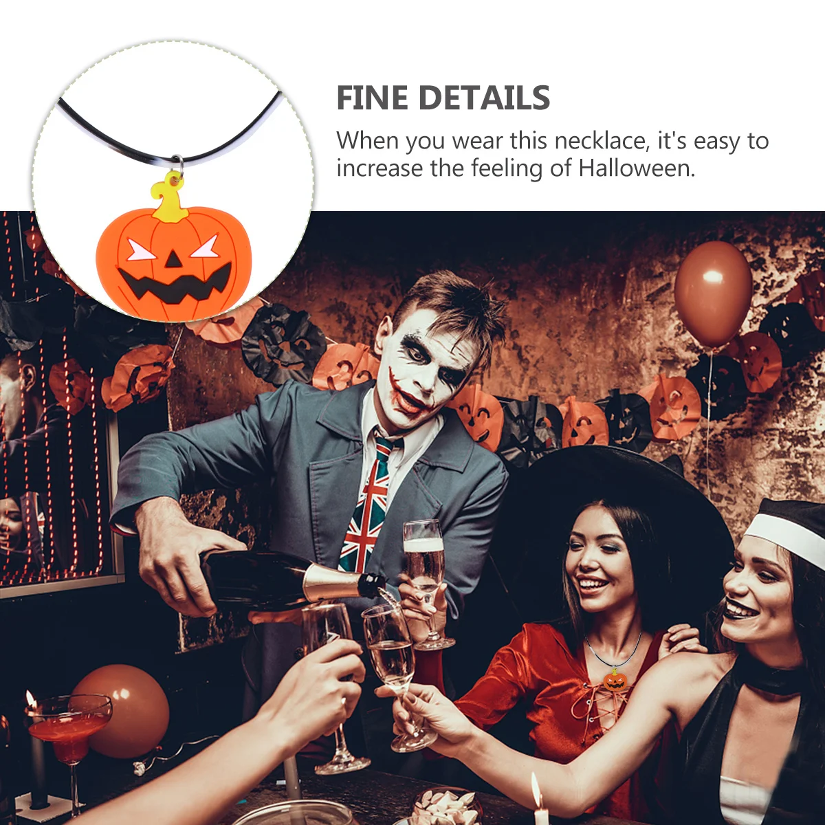 

1Set Halloween Pumpkin Necklace Orange Silicone Bright Color Small Delicate Necklace for Halloween Party Supplies