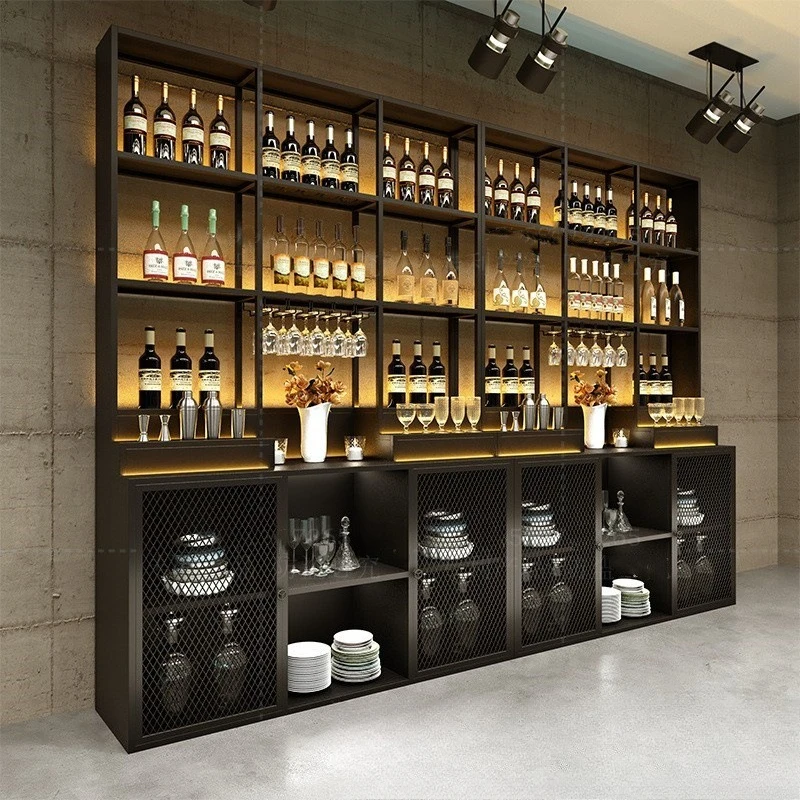 Display rack, floor-to-ceiling locker wrought iron side cabinet c