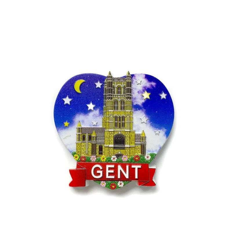 

Ghent Landmark Building Heart-shaped Personalized Creative Travel Souvenir Niche Hot-selling Magnetic Fridge Magnet