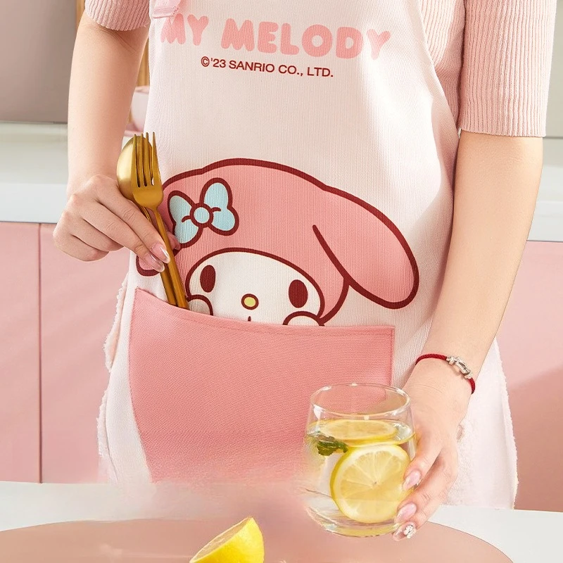 مريلة مينيسو سانريو للمنزل مقاومة للماء والزيوت، مريلة مطبخ صيفية رفيعة، مريلة مقاومة للأوساخ