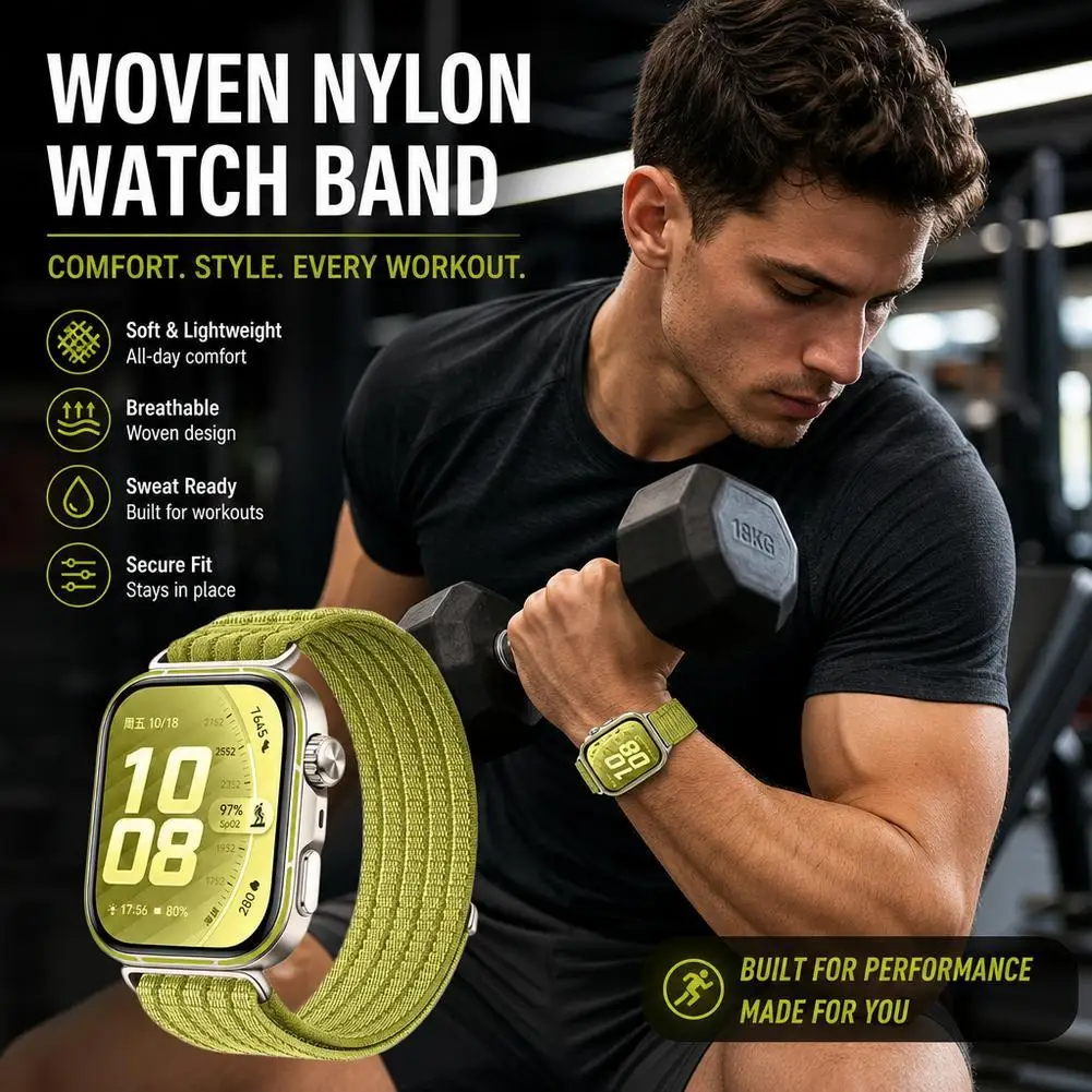 Watch Strap For HUAWEI WATCH FIT 5 Pro/5/4/3 Cloud Breathable Five-ring Woven Nylon Elastic Honeycomb Mesh Washable Replace Band