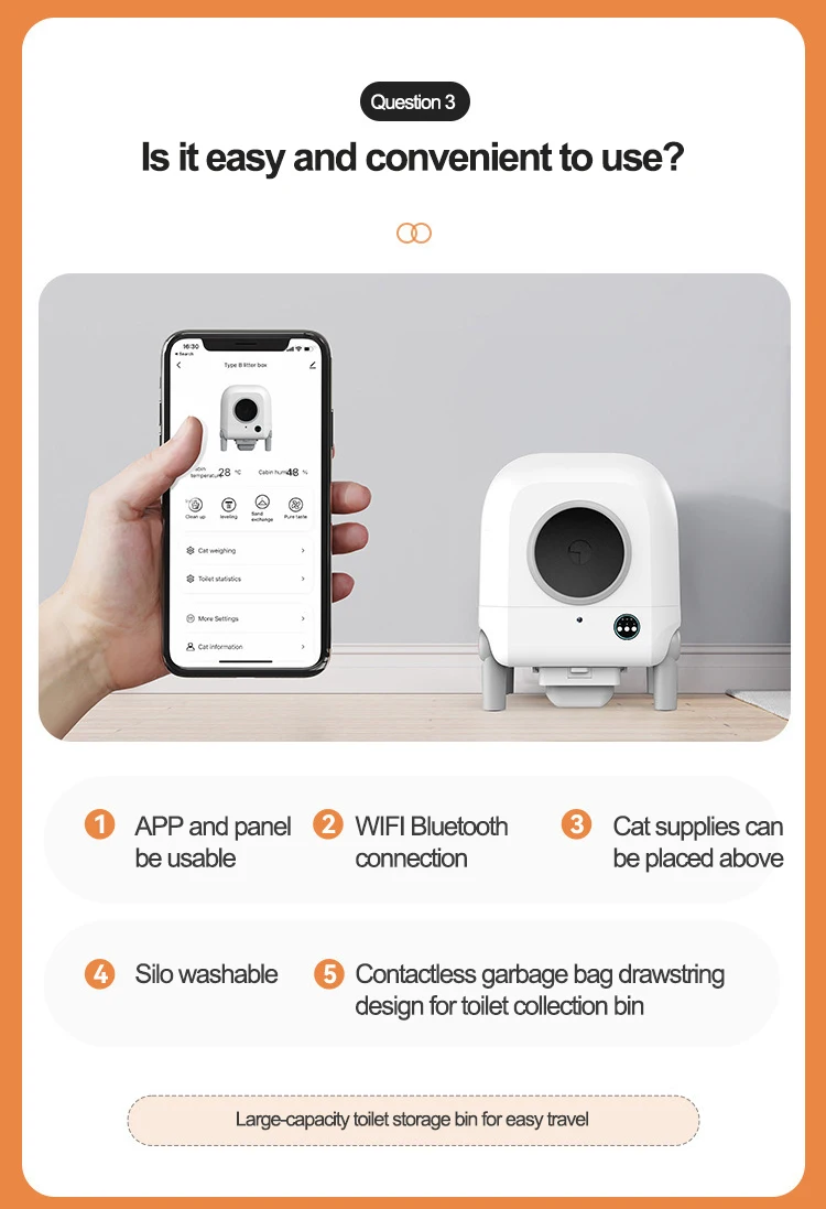 Smart Self-cleaning cat Litter Box, Large cat Toilet, Automatic App Remote Control to Clean the cat Litter Box