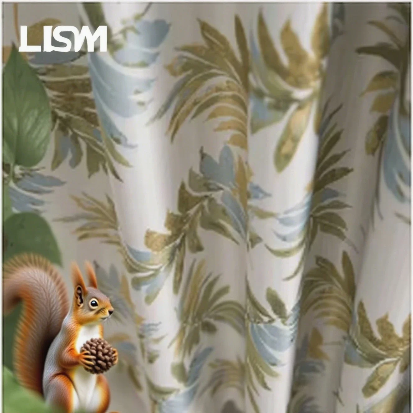 

Rice Grain Linen Shading Stitching Banana Leaf Flower Pattern Printing Customization Curtains for Living Dining Room Bedroom