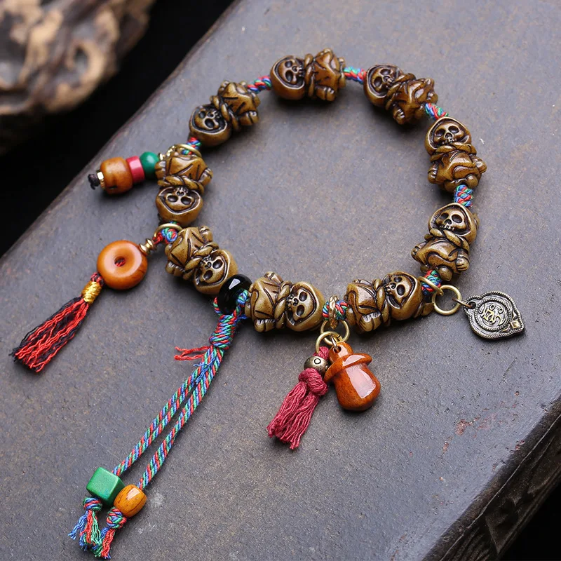 Yak Carving, Shitoulin Bracelet, Single-Strand Bone, Safety Charm, Agate Thread Beads, And Accessories