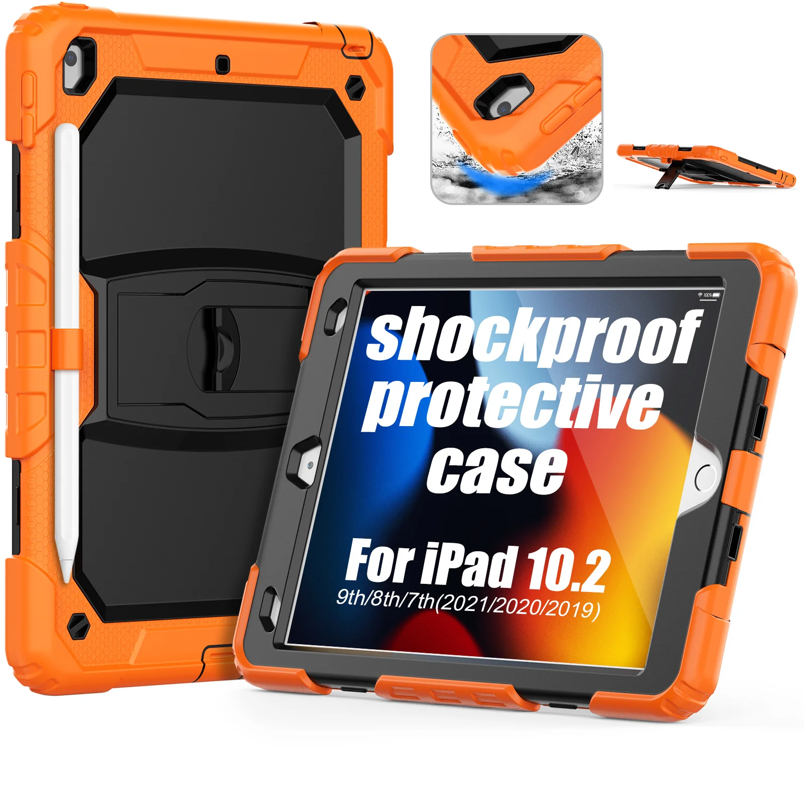 

Heavy Duty Rugged Silicone Tablet Case For Ipad 10.2 7th 8th 9th Universal Cover For Ipad Case Shockproof With Kickstand Feature