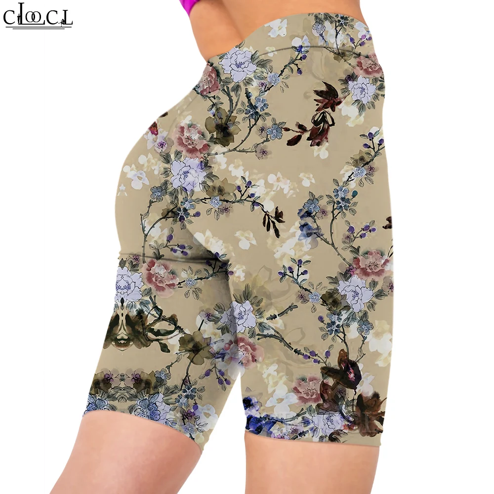 CLOOCL Women Legging Vintage Flowers 3D Printed Shorts Casual Summer Sexy Pants for Female Outdoor Workout Sports Push-up