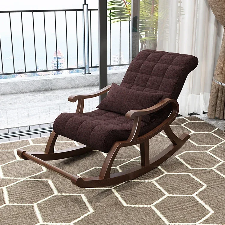 Nordic solid wood rocking chair lazy leisure   happy adult nap  reclining balcony elderly  living room