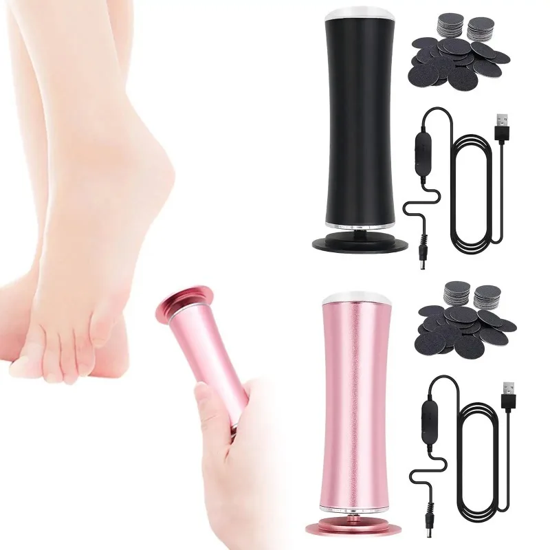 USB Electric Foot File Callus Remover Pedicure Machine with 60 Replacement Sandpaper Disks Rechargeable Foot Care Tool Scrubber