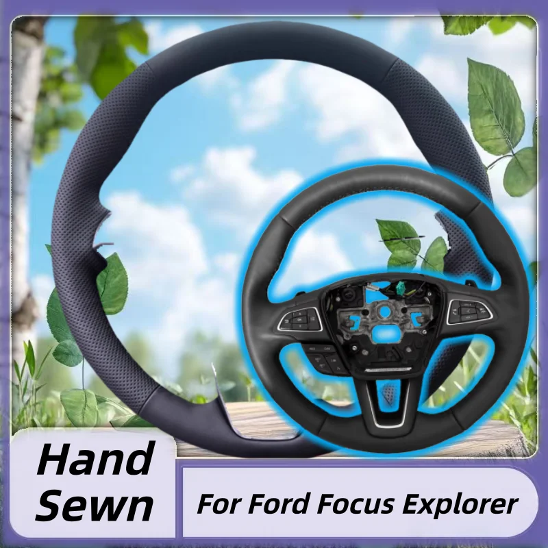 

Microfiber Leather Hand-Sewn Steering Wheel Cover For Ford Focus Explorer Sylphy Anti-Slip Breathable Auto Interior Accessory