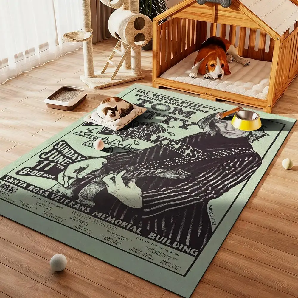 

Tom Pettys T-the heartbreakers Floor Mat Diatom Bath Mat Absorbent Quick Dry Non-Slip TPR Backing Soft Plush Draining Rugs