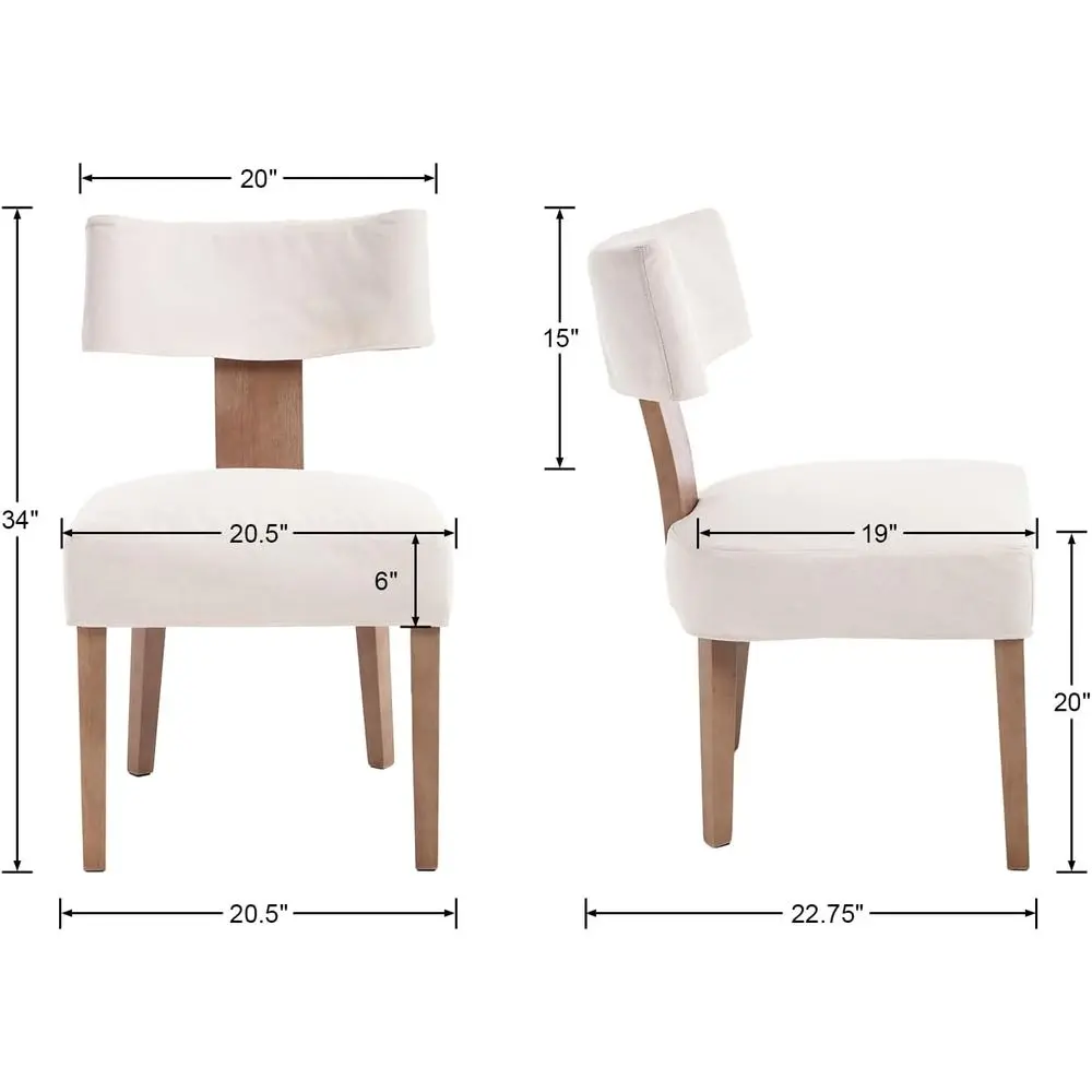 Century ern Dining Chairs Set o 2 with Seat Covers, armhouse Linen abric Upholstered Accent Chairs Curved Backrest Kitchen Chair