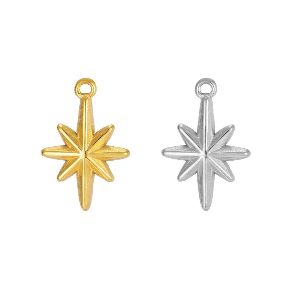EUEAVAN 5pcs North Star Stainless Steel Pendant Charms Necklace Earrings Bracelet Jewelry Making Supplies DIY Crafts Wholesale