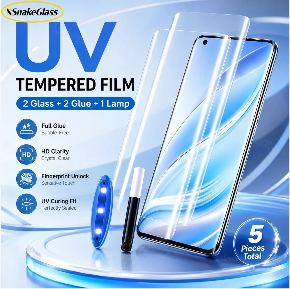 

2Pcs UV Glass Film for Oneplus 13 12R 11R 10T 9 Pro 7 7T 8 Pro ACE 3 2 Pro UV Tempered Glass Protective Phone Screen Protector
