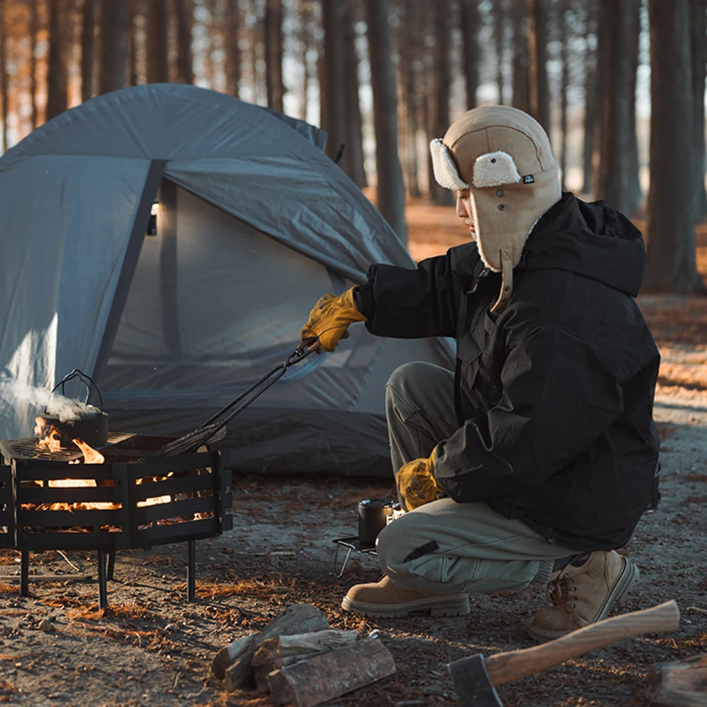camping-fire-poker-with-leather-cover-bbq-charcoal-clips-carbon-steel-bonfire-firewood-clip-anti-scald-outdoor-camping-bbq-tools