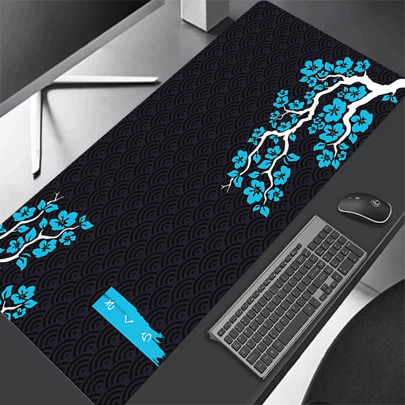 Sakura 40x90cm XXL Lock Edge Mousepads Large Gaming Mousepad Desk Mat Mouse Mat Blue Cherry Blossom Desk Mat For Gift Mouse Pad