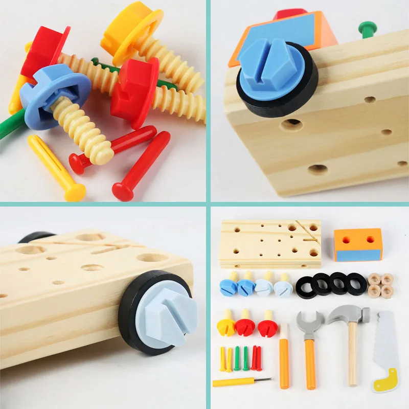 Kinder 3d beschäftigt Brett Holz spielzeug Montessori Spiels imulation so tun, als würden sie Schrauben werkzeuge spielen. Feines Bewegungs training Lernspiel zeug