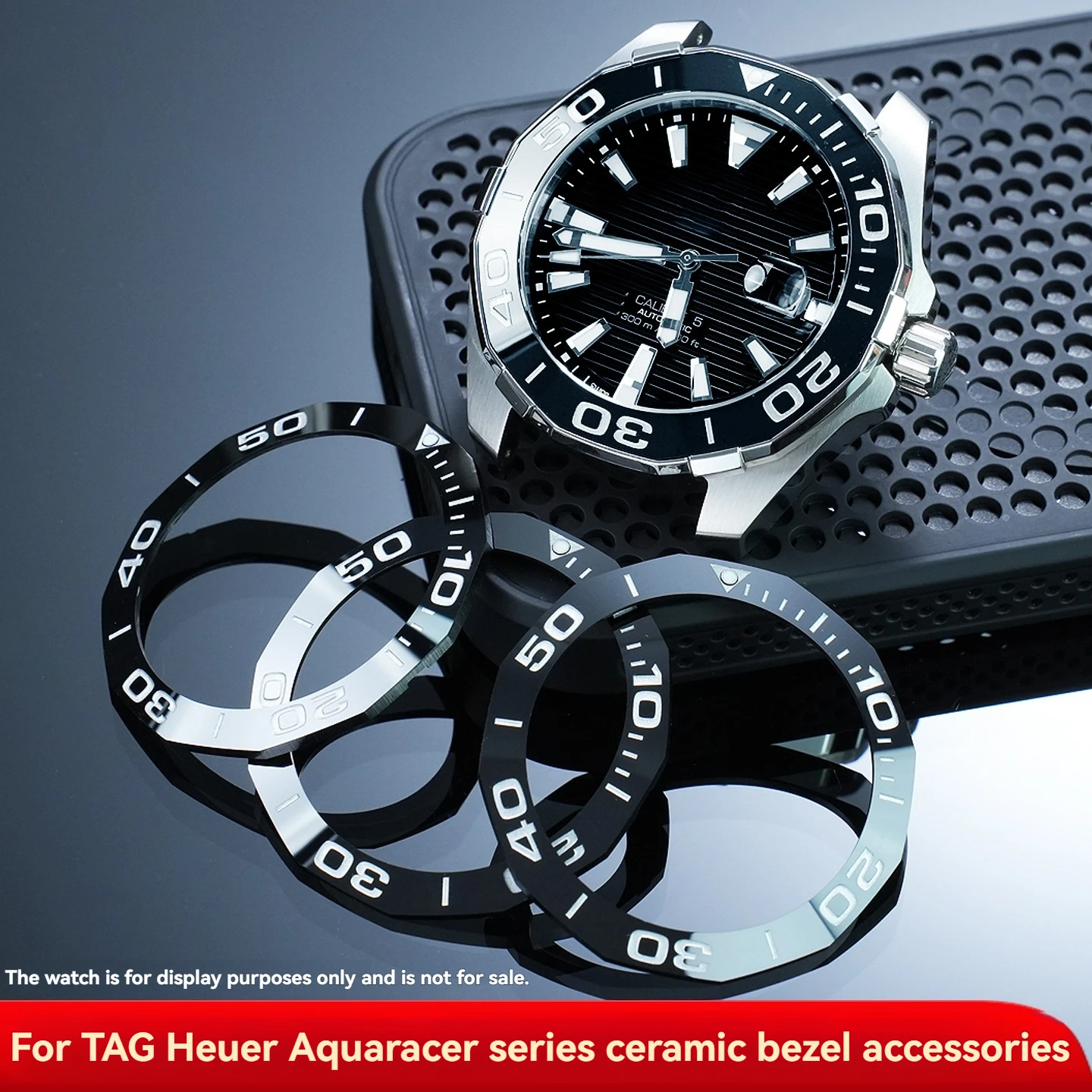 For TAG Heuer Aquaracer WAY201, 43mm Ceramic Bezel Insert, Replacement Diver Watch Scale Ring, Bezel Replacement Parts
