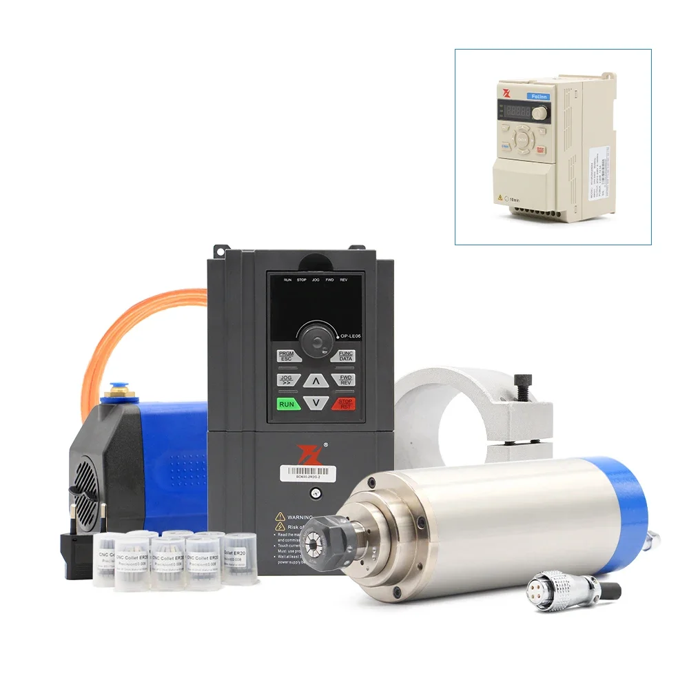 g-penny 2.2KW ER20 Metal working spindle motor 800Hz Pole 4 with FL VFD, 85mm Bracket, 75w water pump kit