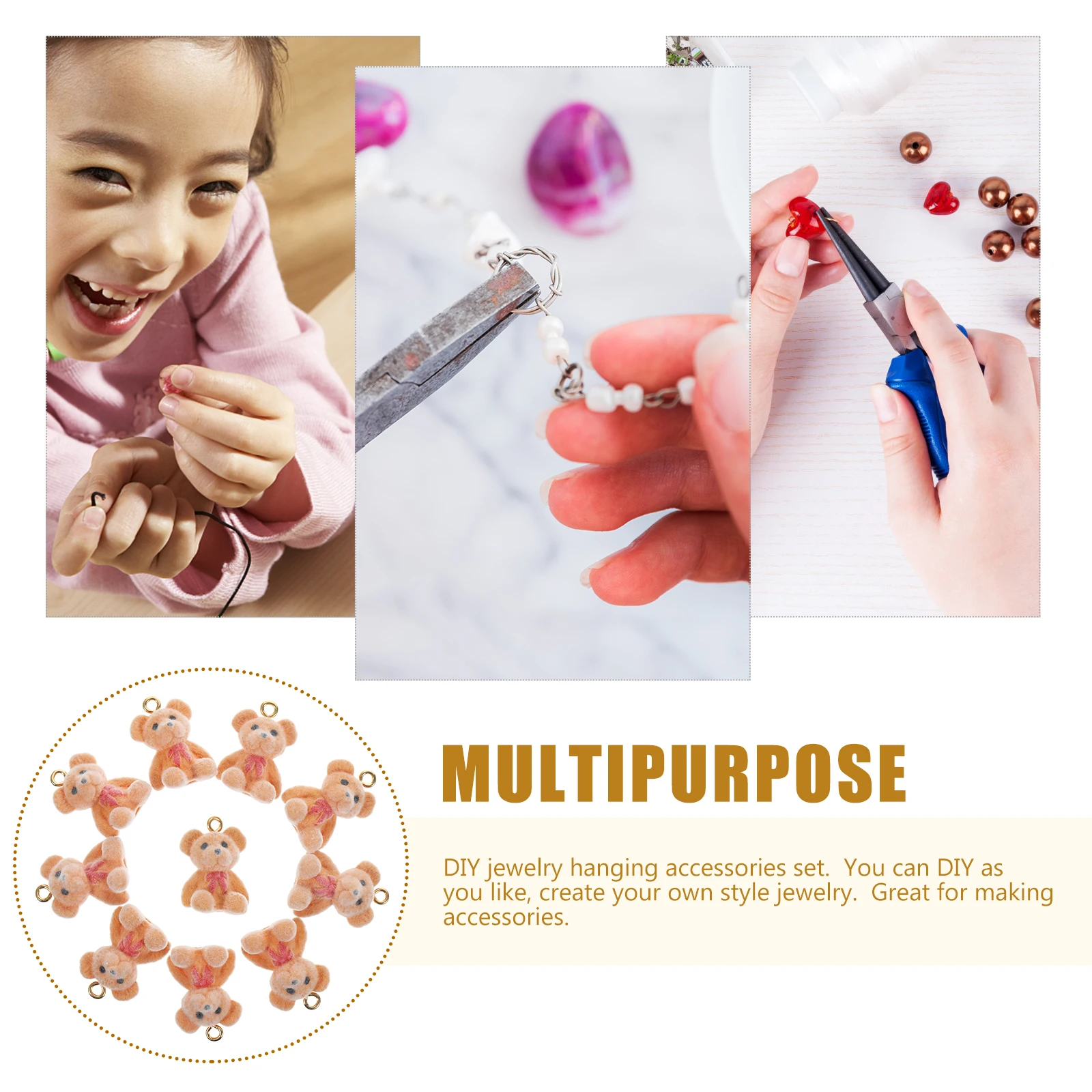 

10Pcs DIY Bear Pendant Charms Resin Bear Necklace Earring Bracelet Jewelry Making Craft Accessories Set Charms for Earrings