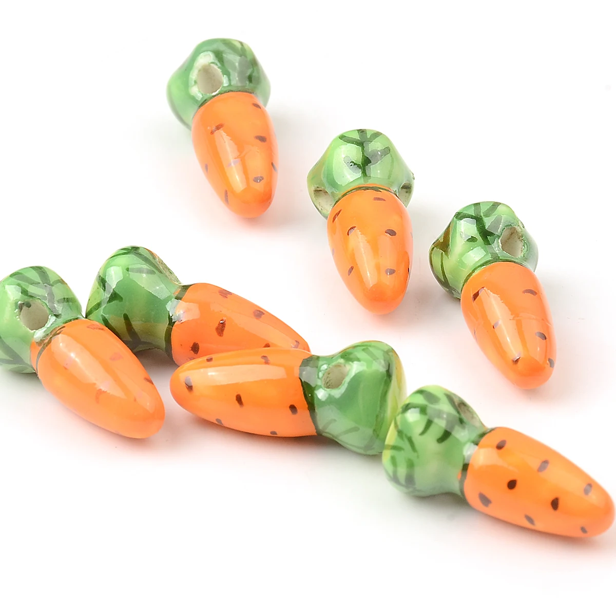 1x2.4cm 5pcs Hand-painted Exquisite Carrot Ceramic Beads For Jewelry Making DIY Bracelet Necklace Earring Accessories