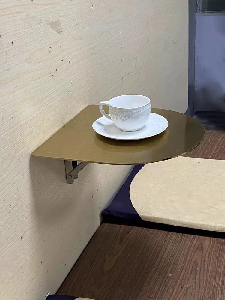 Stainless Steel Metal Gold Foldable Small Round Table Simple Edge Coffee Milk Tea Movable Corner Casual Wall Decoration JJ469