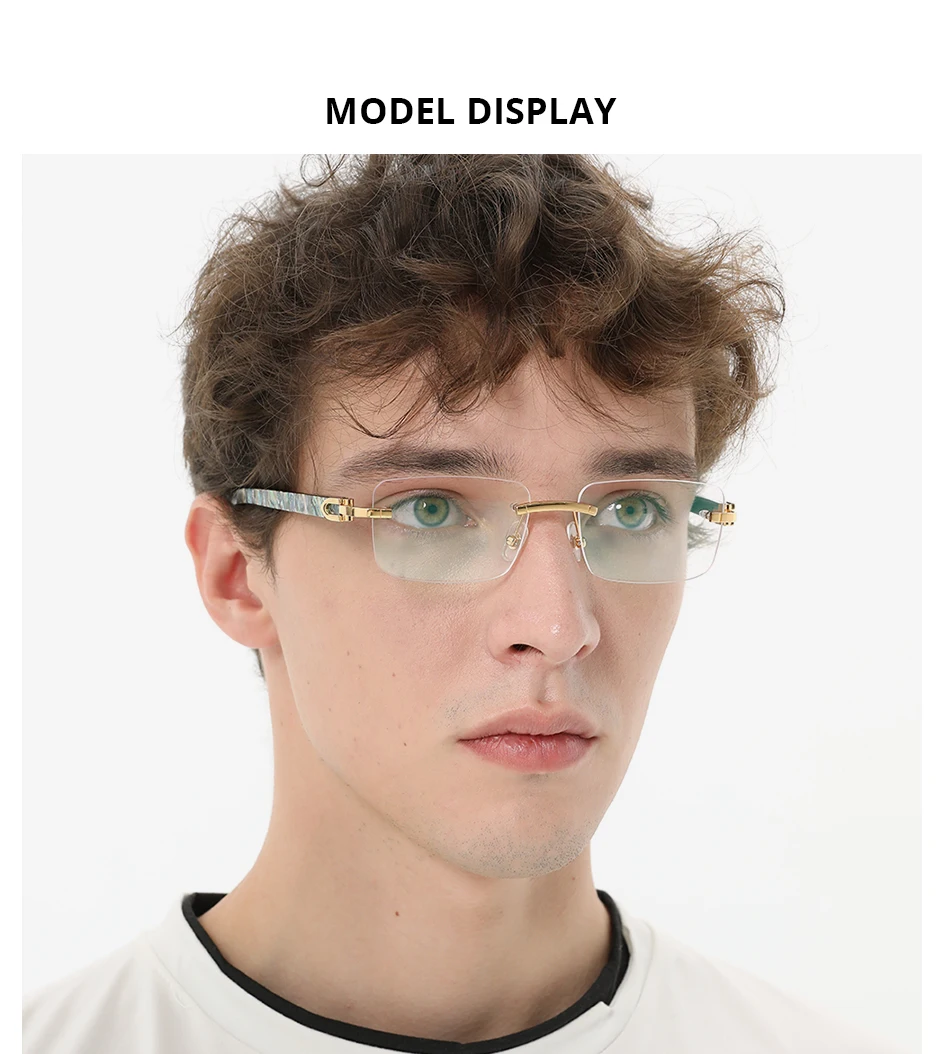 HEPIDEM Buffalo Horn Brille Männer Luxus Berühmte Marke Design Randlose Brillen Rahmen Frauen Rahmenlose Weiß Buffs Holz Brillen – Detail 10