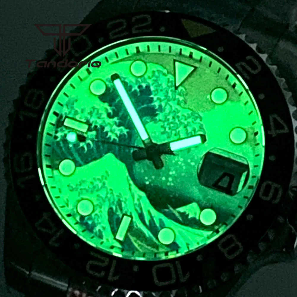 Kanagawa Dial 40mm 200M PT5000 NH35A Automatic Men's Wristwatch C3 Lume Hands Sapphire Glass Rotating Bezel Bracelet