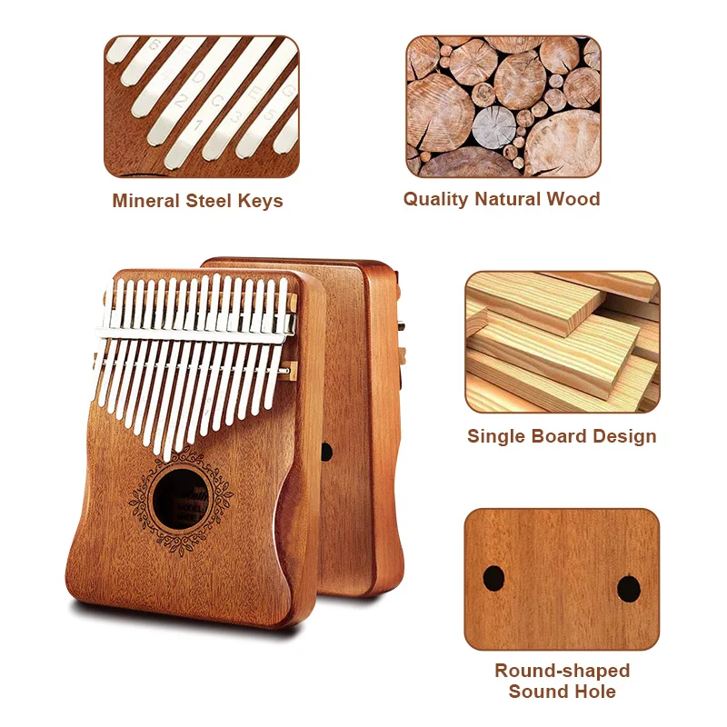 17 Keys Kalimba Professional Thumb Piano Beginner Calimba Finger Piano Body Musical Instrument Creative Music Box Christmas Gift