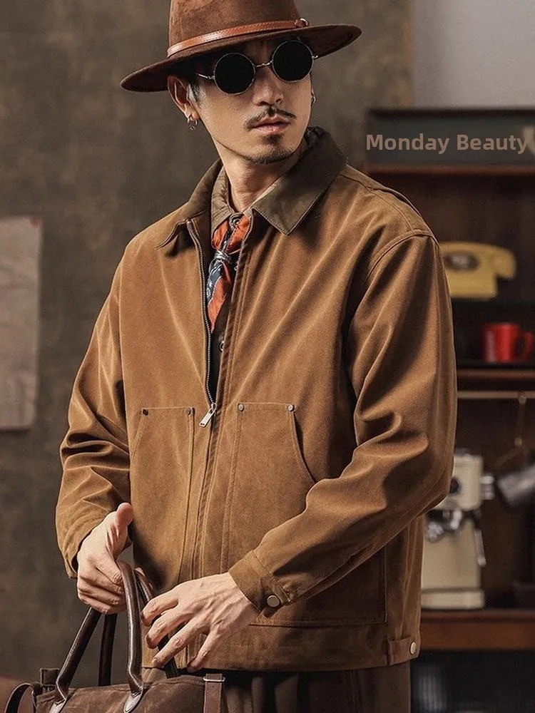 

Loose Men's Vintage Biker Jaet Large Size Faux Suede Barn Sle Autumn New Faion Casual American Motorcycle Coat