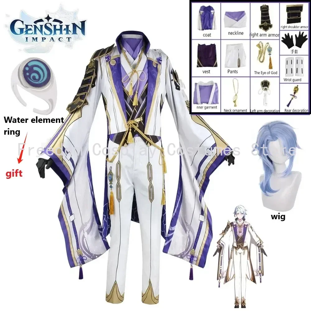 

Genshin Impact Kamisato Ayato Cosplay Costume Anime Wig Uniform Full Set Halloween Party for Men Game Cosplay Costumes