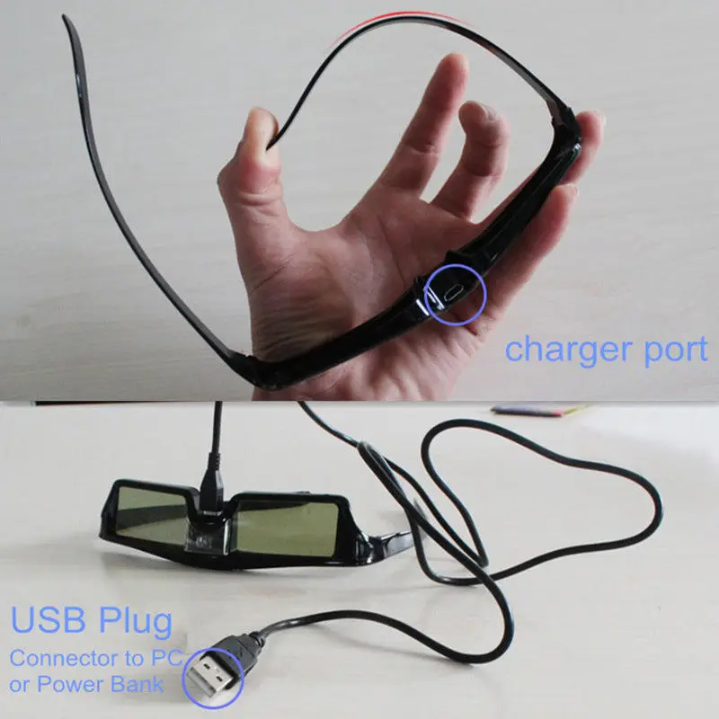 Óculos 3D de obturador ativo recarregável A93P para projetor Optoma Benq Acer Sony TODOS OS DLP