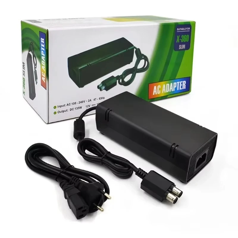 For Xbox 360 Slim Console EU/US Plug Power Supply 110-240V AC Adapter Charger with Cable