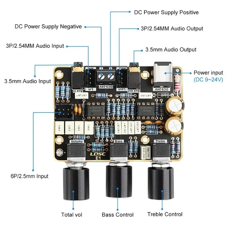 สําหรับ AIYIMA HIFI NE5532 สเตอริโอ Preamplifier Pre Amp Tone Board เครื่องขยายเสียงโมดูลเปลี่ยนบอร์ด Treble Bass ปรับ