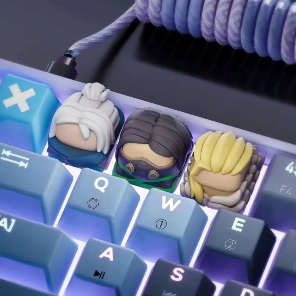 Game Character Keycaps, Cross-Shaped Switches, universal QWERTY Keyboard Decoration; a Gift for Game Enthusiasts.