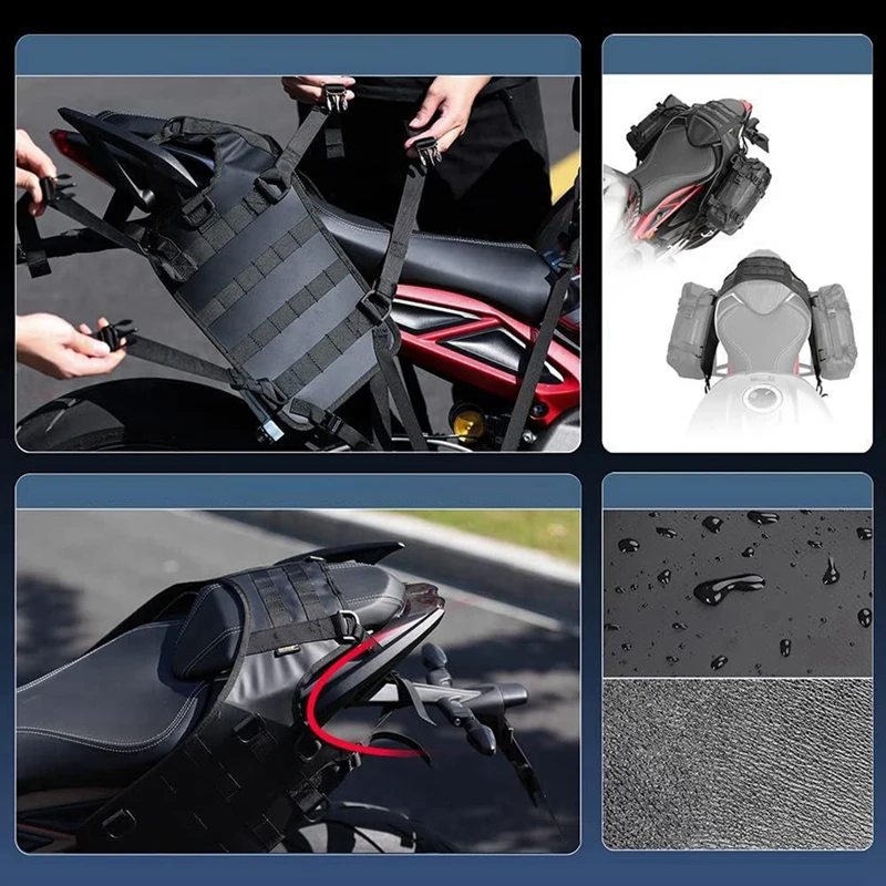 Motorcycle Rear Seat Side Bag, Acessórios Universal Motor, Back Seat Bag, Tail Side Pack, Instale Pad Rack