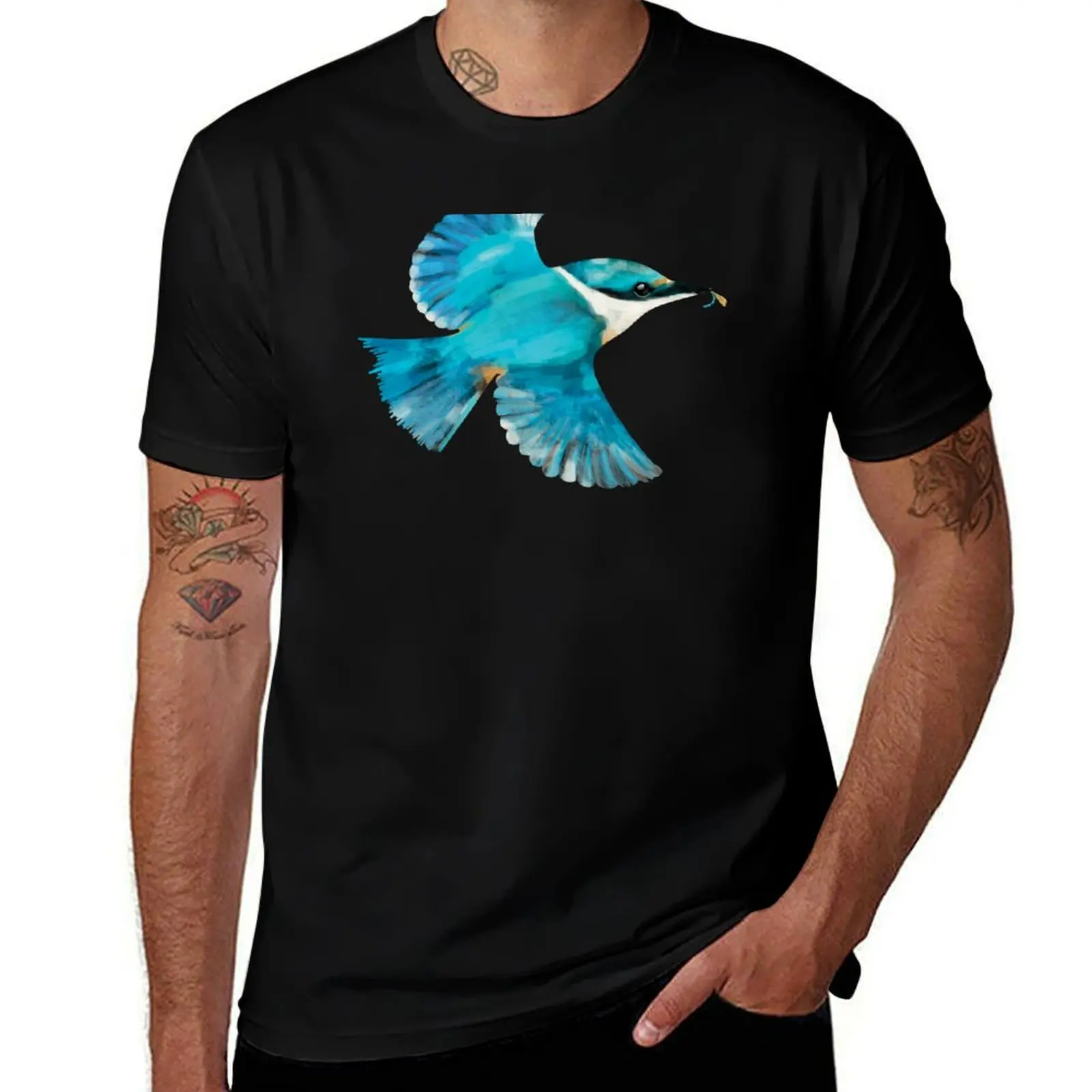 Sacred Kingfisher T-Shirt Fashion Graphic Tee for Men T-Shirt