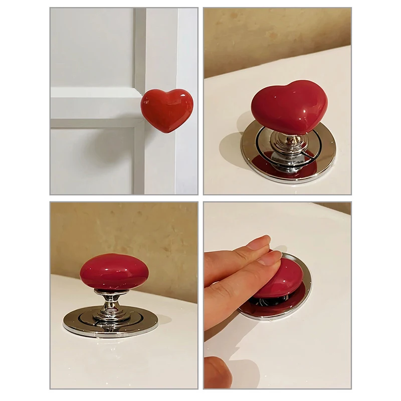 Handle Toilet Press Button Heart Shaped Press Tank Push Switch Toilet Bathing Room Decor Water Press Flush Button Home Tools