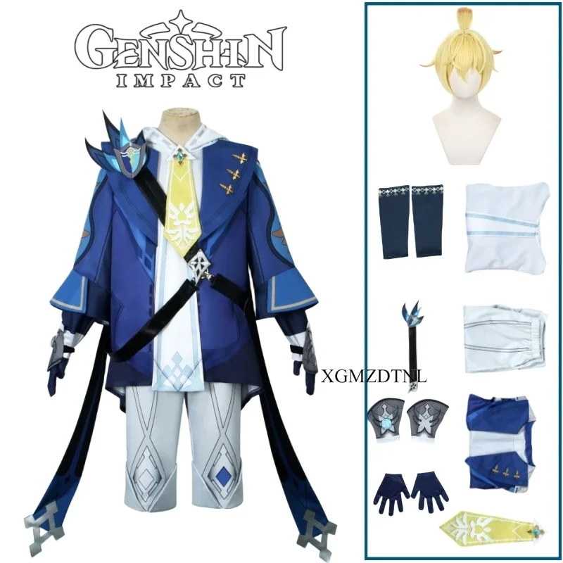 

Mika Genshin Impact Cosplay Costumes Surveyor Mika Schmidt Cosplay Uniform Knights of Favonius Cloth Suits Blue Outfits Props