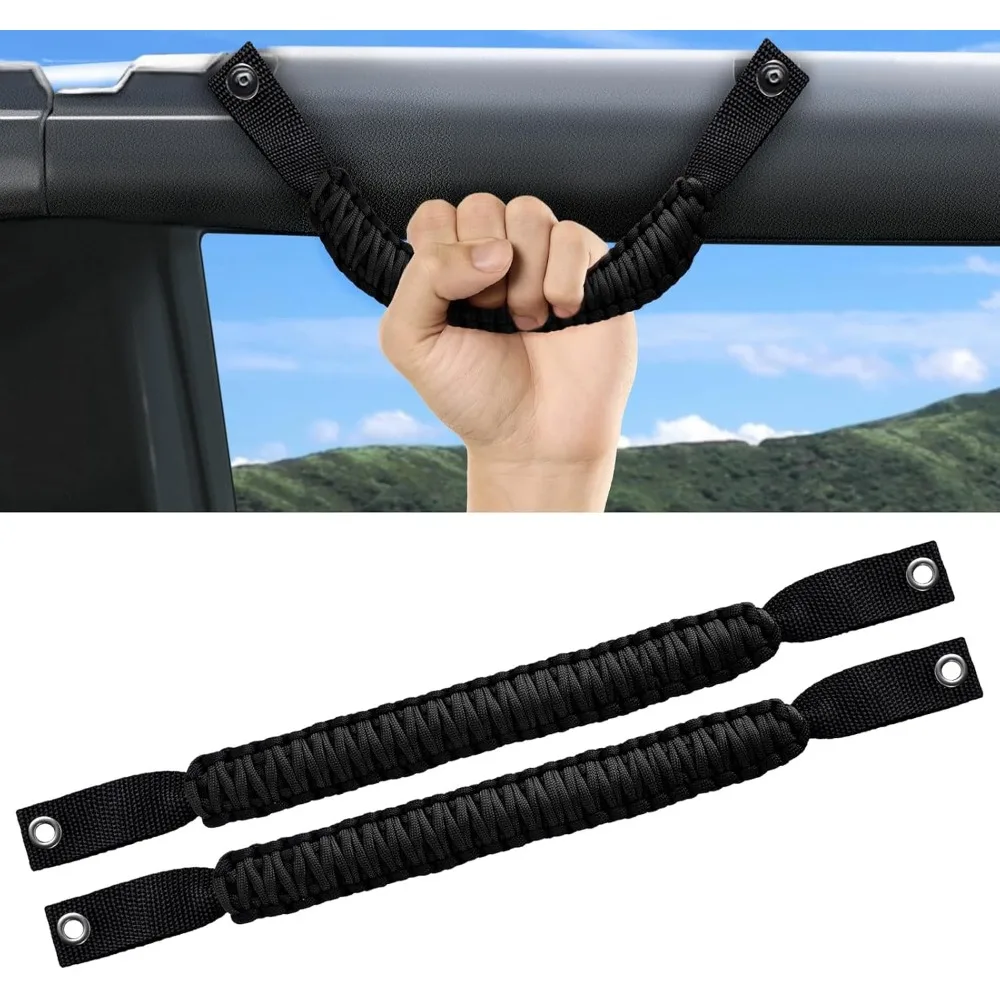 2PCS Paracord Roof Grab Handle For Ford Bronco 2021 2022 2023 2024 2/4 Door 800D Nylon Assist Grip Handle Off Road Accessories