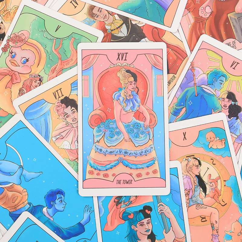 Wysokiej rozdzielczości 12*7cm angielski Crybaby Tarot karty różowa krawędź z książką karty Oracle fabrycznie wykonane wysokiej jakości gry