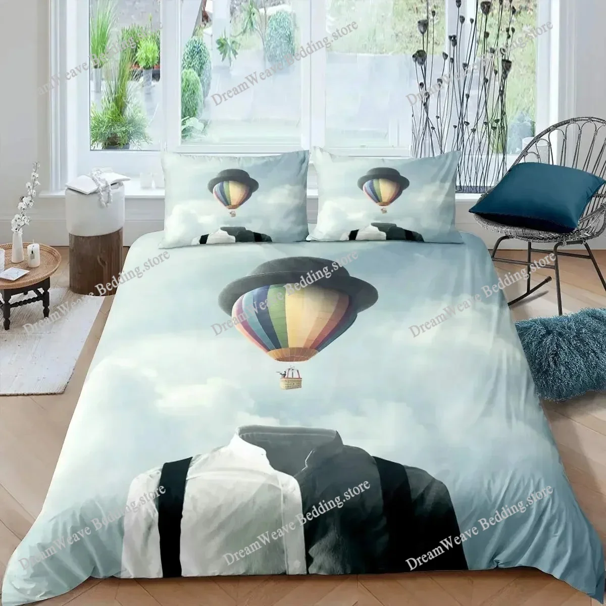 

Hot Air Balloon Comforter Cover Set Vintage Bedspread Cover for Kids Landscape Quilt Cover Microfiber Polyester Bedding Set