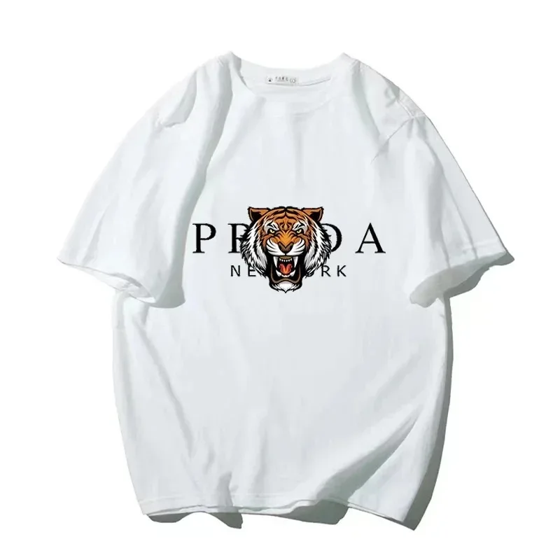 New Women's T-shirt Summer Cotton Tiger Pattern Cotton Short Sleeved Women's T-shirt Casual Wear Loose Street Women's Wear