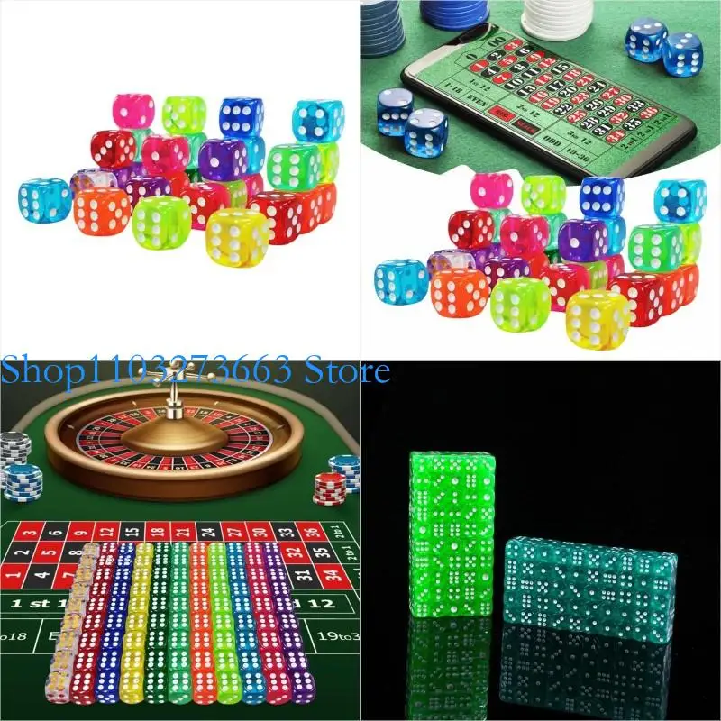 

R6FE 100PCS Dot Dices with Drawstring Bag 14mm Six Sided Dices Learning Resource Game Dices for Board Game Math Teaching
