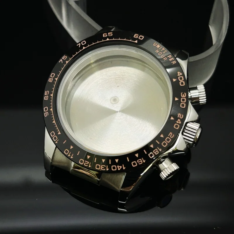 الفضة الياقوت ساعة كريستال حالة الشريط نمط سوار ل دايتونا VK63 VK64 حركة أجزاء السيراميك 29-30.5 مللي متر الطلب لا شعار #4