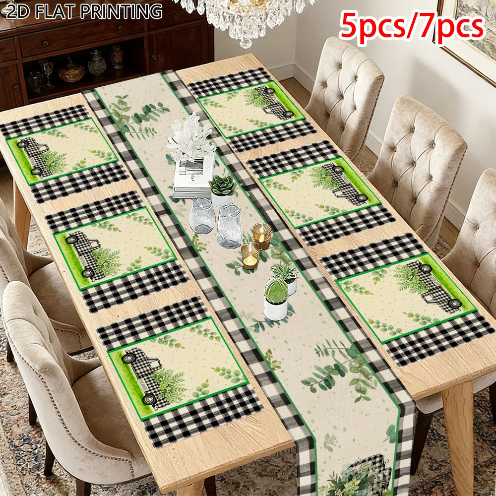 1pc Spring Eucalyptus Theme Eucalyptus Green Foliage Table Runner and Placemat for Kitchen Table Decor For Family Home Decor