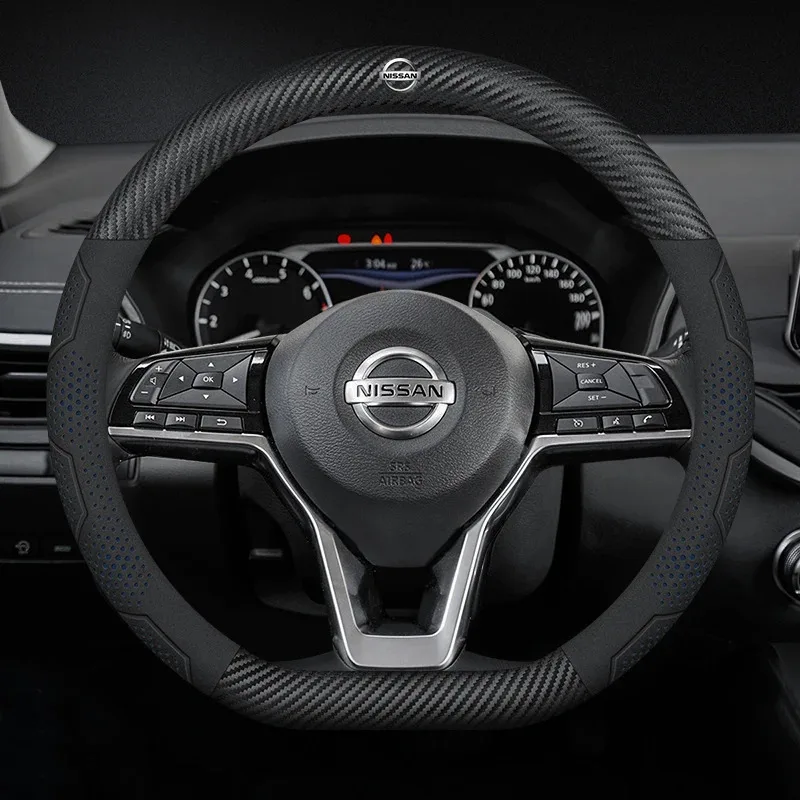 

Car Steering Wheel Cover Nissan Qashqai Juke X-Trail Patrol Note Leaf Altima Maxima Micra Murano Rogue Pulsar Sentra Teana Tiida