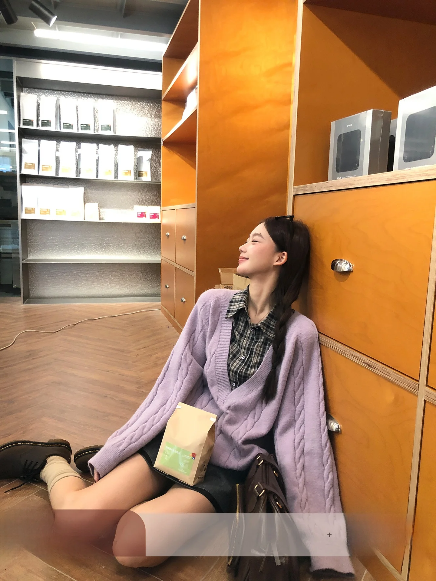 

Purple Knitted Sweater Women's Sle Outerwear Winter Faion Korean System G Red Celebri Edition Straight Tube Model